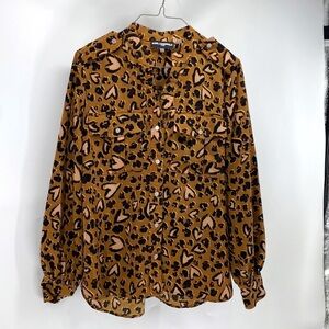 Karl Lagerfeld leopard pink heart oversized button down pockets avant-garde